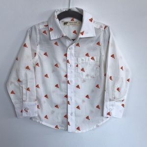 Monica & Andy Pizza Button Down Shirt